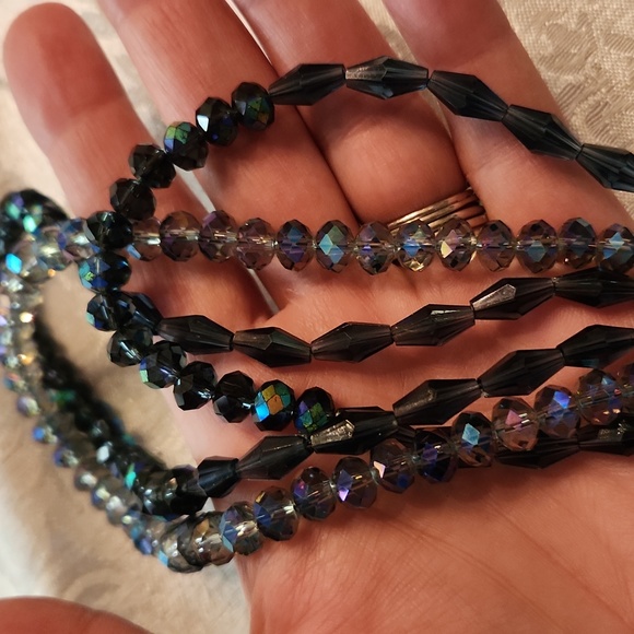 Triple Strand blue crystals on black gun metal - Picture 3 of 3